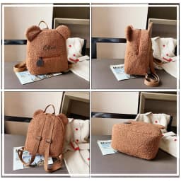 Embroidered Customised Plush Cartoon Teddy Bear Double Shoulder Backpack Casual Backpack Suitable for School Daily Outings Gifts