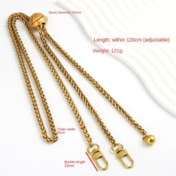 Replacement 120cm Metal Purse Chain Strap Handle for Handbag Shoulder Crossbody Bag Chain Strap with Length Adjustable Ball