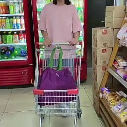 Foldable Eco-Friendly Shoulder Bags Women's Reusable Grocery Bag Large Capacity Foldable Shopping Bag with Drawstring Closure