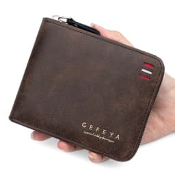 Men's Vintage Short Wallet - Trifold Zipper Coin Purse, Casual Buckle Waist Chain Money Bag, Zero Wallet for Students & Dad Gift