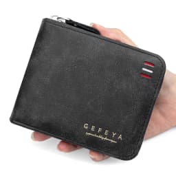 Men's Vintage Short Wallet - Trifold Zipper Coin Purse, Casual Buckle Waist Chain Money Bag, Zero Wallet for Students & Dad Gift