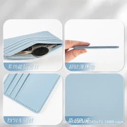 Ultra-thin PU Leather Mini Wallet Slim Bank Credit Card Holder Men's Business Small ID Case for Women Purse 4 Slots Cardholder