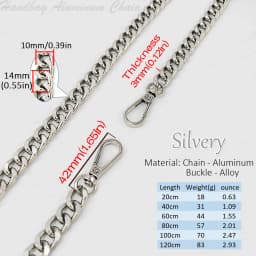 Metal Aluminum Bag Chain Replacement Parts Accessories for Hand-Woven Shoulder Handbag DIY Handmade Detachable Straps