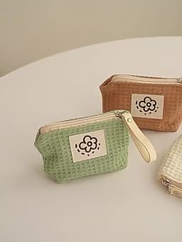 Japanese Cute Simple Waffle Change Bag Storage Bag Women's Wrist Bag