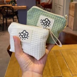 Japanese Cute Simple Waffle Change Bag Storage Bag Women's Wrist Bag