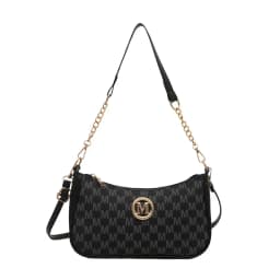Vintage Style Handbag Crossbody Bag, Gold Letter 'M' Design Pu Leather Shoulder Messenger Bag, Synthetic Leather Tote Bag, Purse