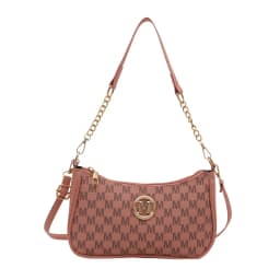 Vintage Style Handbag Crossbody Bag, Gold Letter 'M' Design Pu Leather Shoulder Messenger Bag, Synthetic Leather Tote Bag, Purse