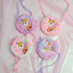 2 PC Cartoon Unicorn Crossbody Bag Children Cute PlushShoulder Bag Girls Small Backpack Suitable For School Holiday Gifts