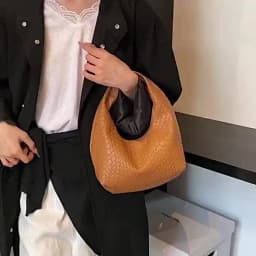 Women Classic Fashion Woven Embossed Hobo Soft PU Leather Small Top-handle Shoulder Bag Casual Daily Handbags