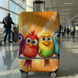 Rainbow Bird Pattern Luggage Protection Cover, Suitable for 18-32 Inch Luggage Covers, Handle Gloves, Travel Accessories