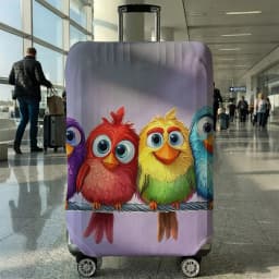 Rainbow Bird Pattern Luggage Protection Cover, Suitable for 18-32 Inch Luggage Covers, Handle Gloves, Travel Accessories