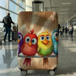 Rainbow Bird Pattern Luggage Protection Cover, Suitable for 18-32 Inch Luggage Covers, Handle Gloves, Travel Accessories