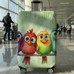 Rainbow Bird Pattern Luggage Protection Cover, Suitable for 18-32 Inch Luggage Covers, Handle Gloves, Travel Accessories