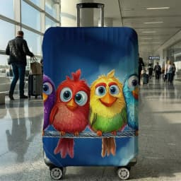 Rainbow Bird Pattern Luggage Protection Cover, Suitable for 18-32 Inch Luggage Covers, Handle Gloves, Travel Accessories