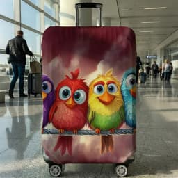 Rainbow Bird Pattern Luggage Protection Cover, Suitable for 18-32 Inch Luggage Covers, Handle Gloves, Travel Accessories