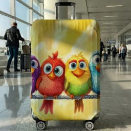 Rainbow Bird Pattern Luggage Protection Cover, Suitable for 18-32 Inch Luggage Covers, Handle Gloves, Travel Accessories
