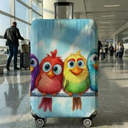 Rainbow Bird Pattern Luggage Protection Cover, Suitable for 18-32 Inch Luggage Covers, Handle Gloves, Travel Accessories