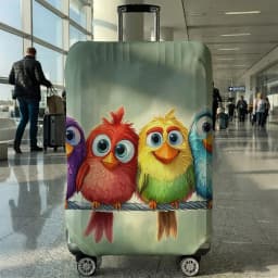 Rainbow Bird Pattern Luggage Protection Cover, Suitable for 18-32 Inch Luggage Covers, Handle Gloves, Travel Accessories