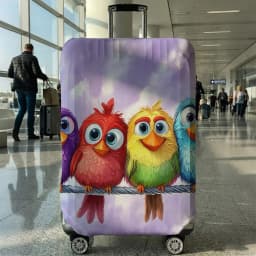 Rainbow Bird Pattern Luggage Protection Cover, Suitable for 18-32 Inch Luggage Covers, Handle Gloves, Travel Accessories