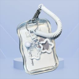 Soft Silicone Kpop Photocard Holder With Star Keychain Sliding Cover ID Cards Protective Case Spring Rope