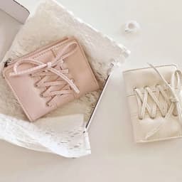 Women's Bow Lace Up Wallet Ultra Thin Multi Card Slot Zipper Coin Purse Portable Cute Small Card Holder