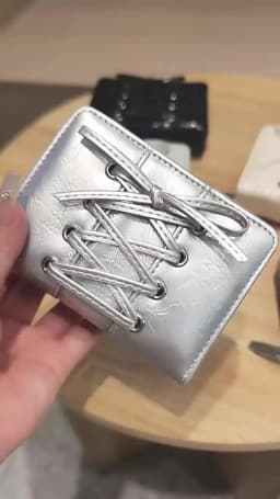 Women's Bow Lace Up Wallet Ultra Thin Multi Card Slot Zipper Coin Purse Portable Cute Small Card Holder