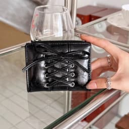Women's Bow Lace Up Wallet Ultra Thin Multi Card Slot Zipper Coin Purse Portable Cute Small Card Holder