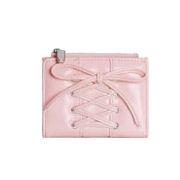 Women's Bow Lace Up Wallet Ultra Thin Multi Card Slot Zipper Coin Purse Portable Cute Small Card Holder