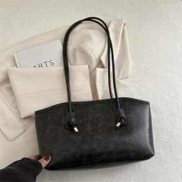 Y2K Trend Large Capacity Work Shoulder Bag Solid Color Simple Lady Handbags PU Leather Tote Bag Women Female