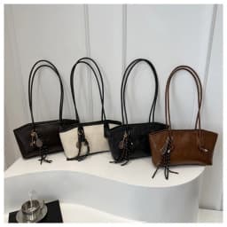 Y2K Trend Large Capacity Work Shoulder Bag Solid Color Simple Lady Handbags PU Leather Tote Bag Women Female