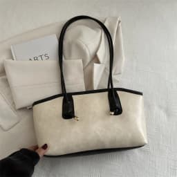 Y2K Trend Large Capacity Work Shoulder Bag Solid Color Simple Lady Handbags PU Leather Tote Bag Women Female
