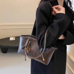 Y2K Trend Large Capacity Work Shoulder Bag Solid Color Simple Lady Handbags PU Leather Tote Bag Women Female