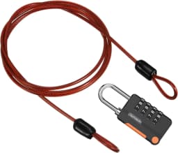 Security Steel Cable with 4 Digit Combination Lock 1 Set Travel Padlock 1m Coated Safety Wire Rope Double Loop for Luggage Bag