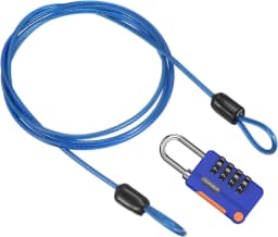 Security Steel Cable with 4 Digit Combination Lock 1 Set Travel Padlock 1m Coated Safety Wire Rope Double Loop for Luggage Bag
