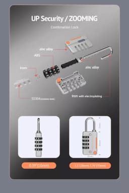 Security Steel Cable with 4 Digit Combination Lock 1 Set Travel Padlock 1m Coated Safety Wire Rope Double Loop for Luggage Bag