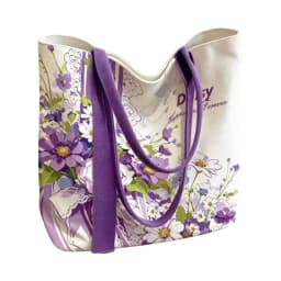 Durable Floral Canvas Bag Large Capacity Reusable Tote Bag Lightweight Versatile Lunch Bag Women's Accessories