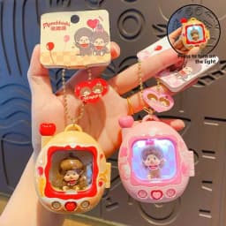 Retro Tv Doll Keychain Light Up Miniature Plastic Blind Box Charm Press To Shine Aesthetic Y2k Bag Gifts For Women And Teens
