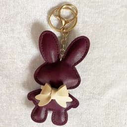 New PU Leather Bunny Keychain Heart Decoration Key Holders Hanging Charm Solid Color Bag Pendant Accessories Gift