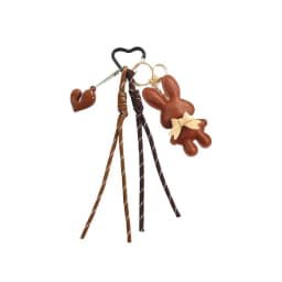 New PU Leather Bunny Keychain Heart Decoration Key Holders Hanging Charm Solid Color Bag Pendant Accessories Gift