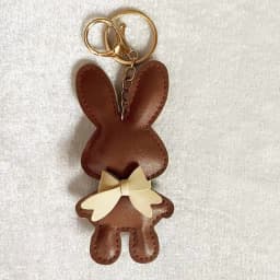 New PU Leather Bunny Keychain Heart Decoration Key Holders Hanging Charm Solid Color Bag Pendant Accessories Gift