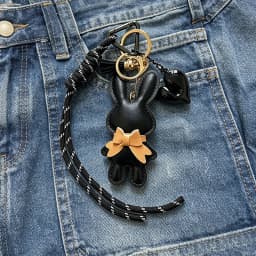 New PU Leather Bunny Keychain Heart Decoration Key Holders Hanging Charm Solid Color Bag Pendant Accessories Gift