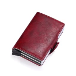 Double-Layer Aluminum Pop-Up RFID Blocking Card Holder Carbon Fiber Pattern PU Wallet Wear Men Accessory Gift for Father's Day