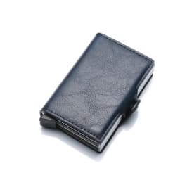 Double-Layer Aluminum Pop-Up RFID Blocking Card Holder Carbon Fiber Pattern PU Wallet Wear Men Accessory Gift for Father's Day