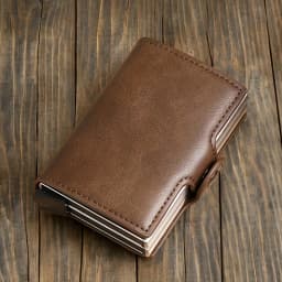 Double-Layer Aluminum Pop-Up RFID Blocking Card Holder Carbon Fiber Pattern PU Wallet Wear Men Accessory Gift for Father's Day