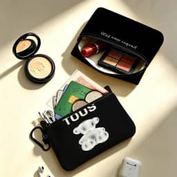 T-TOUS Sweet-Tender Portable Mini Oxford Cloth Coin Purse With Carabiner Hook Zipper Key Card Earphone Storage Wallet