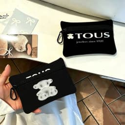 T-TOUS Sweet-Tender Portable Mini Oxford Cloth Coin Purse With Carabiner Hook Zipper Key Card Earphone Storage Wallet