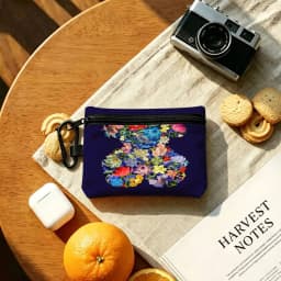 T-TOUS Sweet-Tender Portable Mini Oxford Cloth Coin Purse With Carabiner Hook Zipper Key Card Earphone Storage Wallet