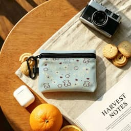 T-TOUS Sweet-Tender Portable Mini Oxford Cloth Coin Purse With Carabiner Hook Zipper Key Card Earphone Storage Wallet
