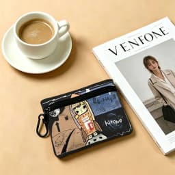 H-Hirono Mysterious-Artistic Oxford Coin Wallet Detachable Carabiner Hook Compact Storage Bag For Outdoor Shopping Accessory