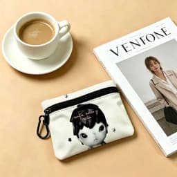 H-Hirono Mysterious-Artistic Oxford Coin Wallet Detachable Carabiner Hook Compact Storage Bag For Outdoor Shopping Accessory